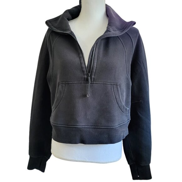 LULULEMON Dark Charcoal Gray Half-Zip Scuba Cropped Pullover Shirt Women's XS/S - Picture 4 of 6